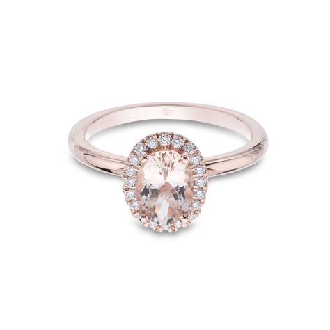 Ct Rose Gold Oval Cut Morganite Ct Diamond Halo Ring