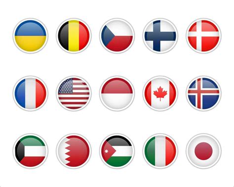 Set of Round Flags world badge emblem 34029917 Vector Art at Vecteezy