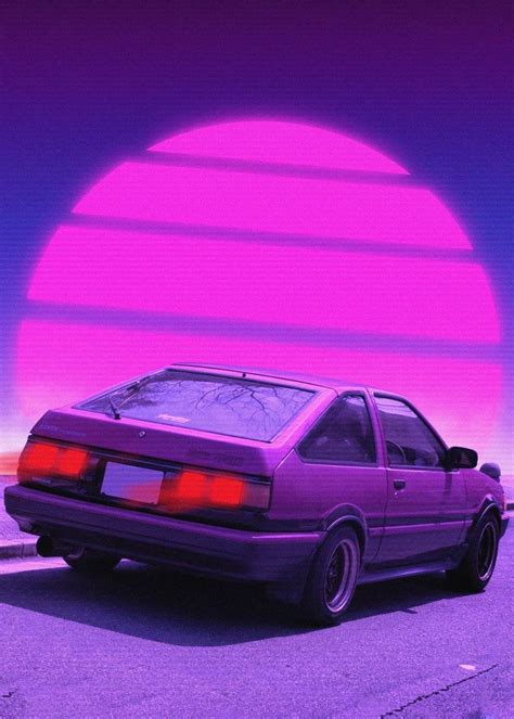 Ae86 Trueno Car Synthwave Poster By Exhozt Displate Ae86