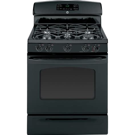 Ge 30 In 5 Burner Freestanding 5 Cu Ft Self Cleaning Gas Range Black At