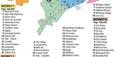 Detroit neighborhood map - Map of Detroit neighborhoods (Michigan - USA)