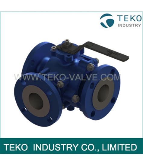 3 Way Pneumatic Actuated Flanged Ball Valve