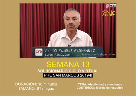 Solucionarios De La Pre San Marcos Psicolog A Semana Pre San Marcos