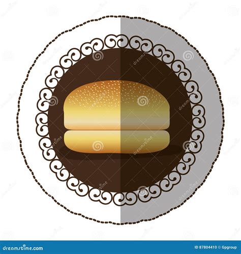 Emblem Color Hamburger Bread Icon Stock Illustration Illustration Of