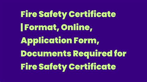 Fire Safety Certificate Format Online Application Form Documents