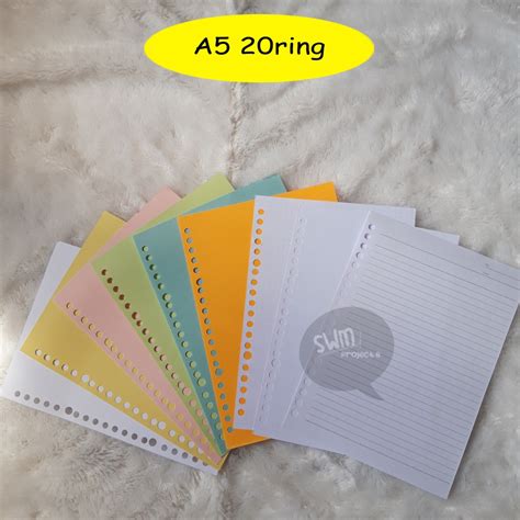 Jual A5 20ring Isi Binder Refill Loose Leaf Kertas File Filler Color