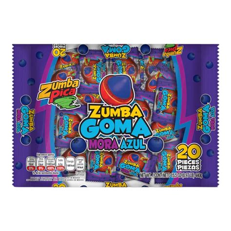 Zumba Pica Goma MORA AZUL 20 20pzs Dulcerías H S Comercial Mayorista