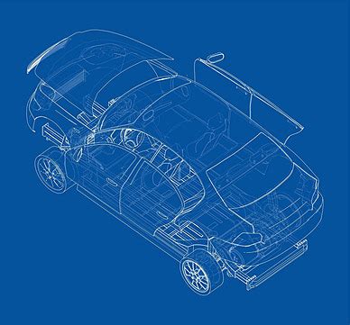 Assembling Electric Car Vector Sketch Business Orthography Vector