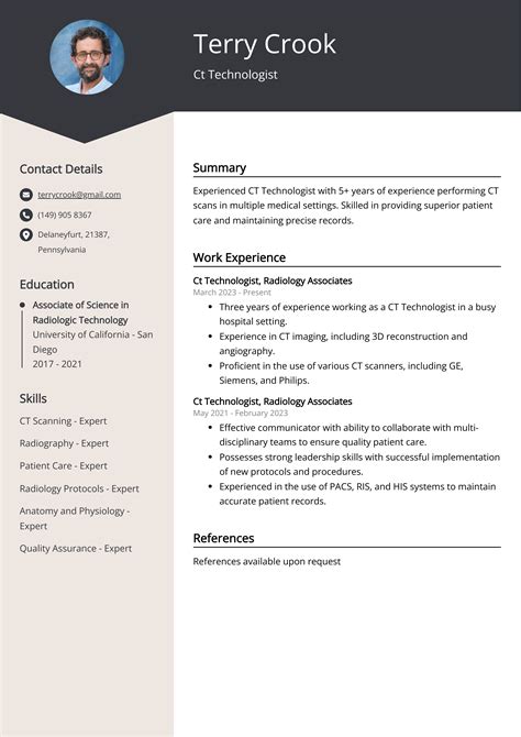 Ct Technologist Resume Example for 2025