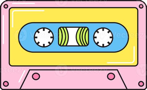 Old cassette retro 90s style pink. Colorful sticker isolated on transparent background. 19909704 PNG