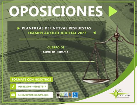 OPOSICIONES PLANTILLAS DEFINITIVAS RESPUESTAS EXAMEN AUXILIO JUDICIAL