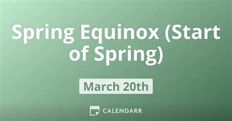 Spring Equinox (Start of Spring) | March 20 - Calendarr