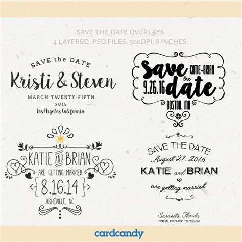 Digital Save The Date Overlays Wedding Photo Card Overlays Template