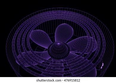 Rotation Fan Turbine Hologram Wireframe Style Stock Illustration