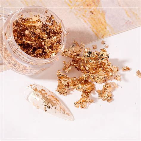 1box Gold Foil Flakes Glitter Chip Metallic Flakes Diy Crafts Nails