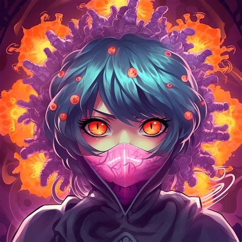 Premium AI Image | Anime Character wear Mask Virus Illustration AI Generated