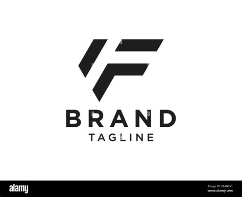 Abstract Initial Letter F Logo Black Line Rounded Style Isolated On