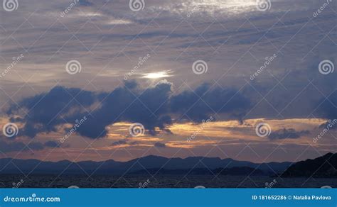 Beautiful Sunset Over Shinji Lake. Matsue, Japan Stock Photo - Image of ...