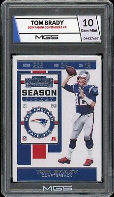 Panini Contenders Tom Brady Mgs Graded Gem Mint New England