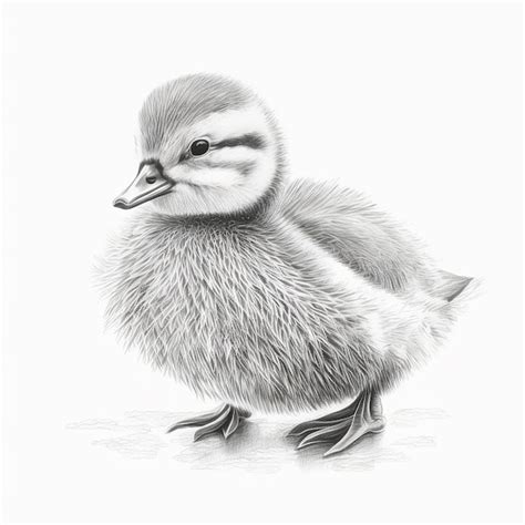 Premium Ai Image Pencil Sketch Cute Baby Duck Drawing Picture Ai