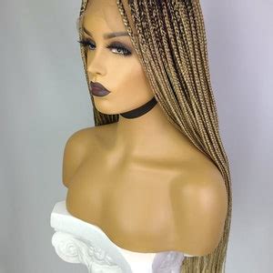 Blonde Knotless Box Braided X Lace Frontal Wig Inches Etsy