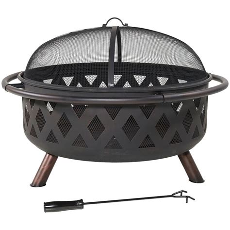 Sunnydaze Decor 36 In W Black Steel Wood Burning Fire Pit Nb 610037blk