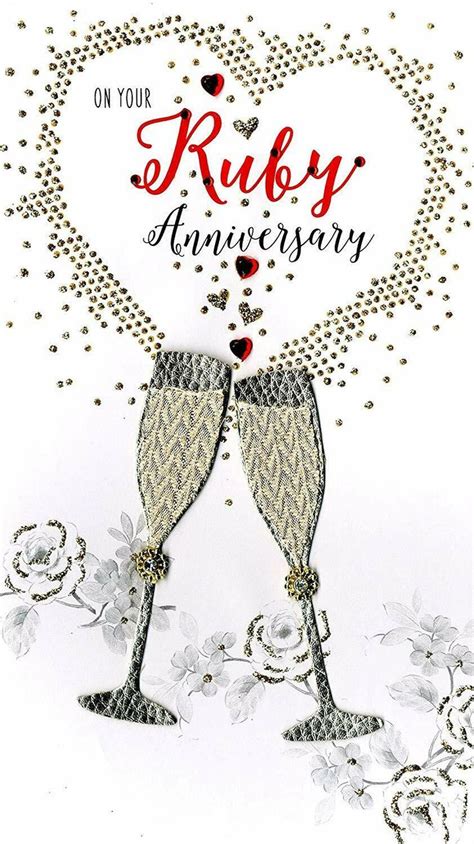 Ruby 40th Anniversary Greeting Card Hand-Finished Champagne Range Cards | eBay in 2024 ...