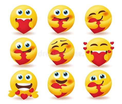 Conjunto De Vectores Emoticonos De Emoji Valentines Los Emoticonos En