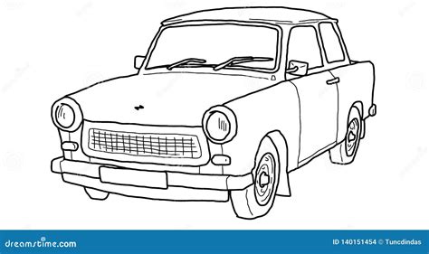 Linha Carro Retro De Trabant Do Esbo O Da Arte Ilustra O Do Vetor