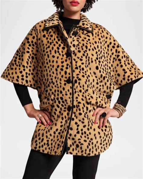 Frances Valentine Nico Cheetah Print Faux Fur Poncho Neiman Marcus