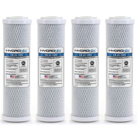 Hydronix 4 Pack Carbon Block Water Filters Coconut Shell Cto For Whole