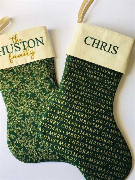 Green Personalised Christmas Stockings Aussie Made Christmas