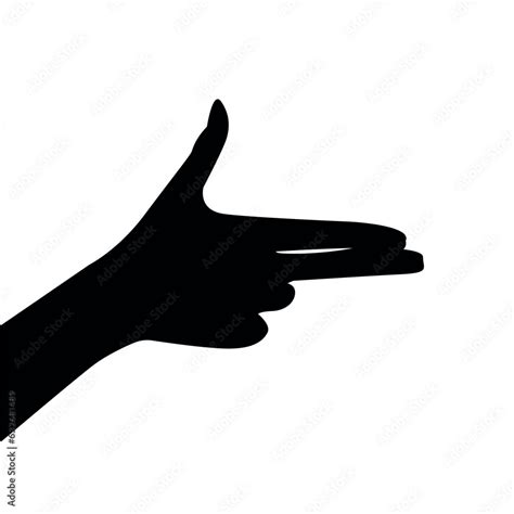 Vector flat illustration of hand's silhouette with finger gun pointing ...