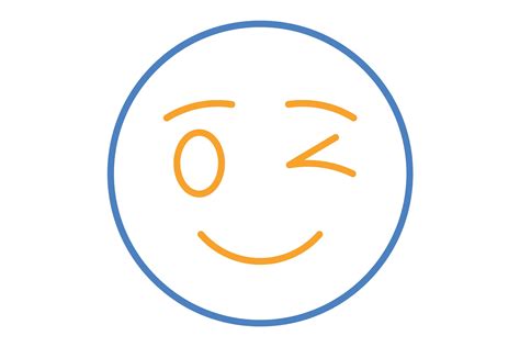 Wink Emoji Blue And Orange Line Icon Graphic By Maan Icons · Creative Fabrica