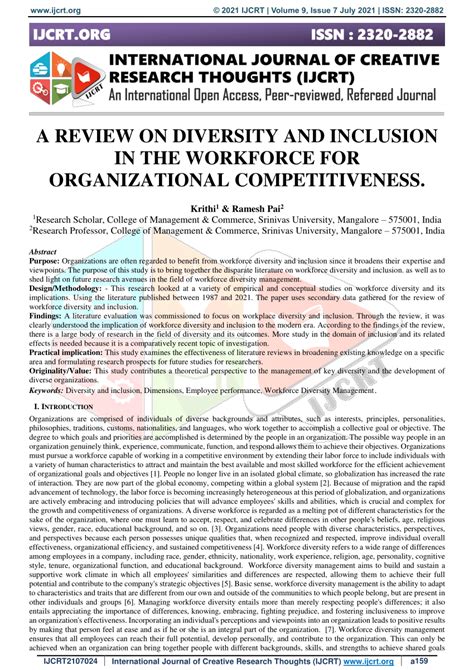 Pdf A Review On Diversity And Inclusion In The Workforce For