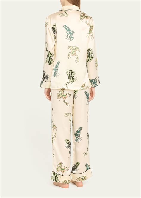 Olivia Von Halle Lila Frog Print Silk Satin Pajama Set Bergdorf Goodman