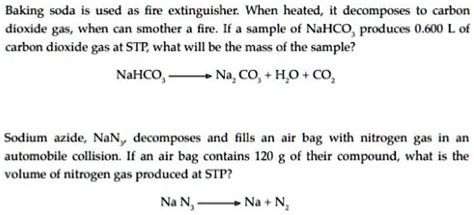 SOLVED Baking Soda Is Used As A Fire Extinguisher When Heated It