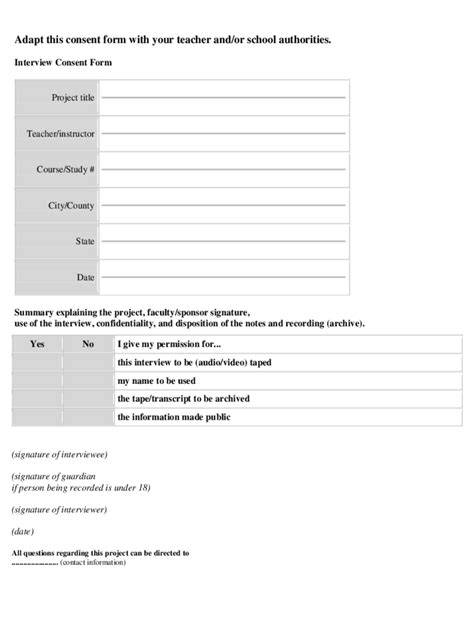 Interview Consent Form 2 Free Templates In Pdf Word Excel Download