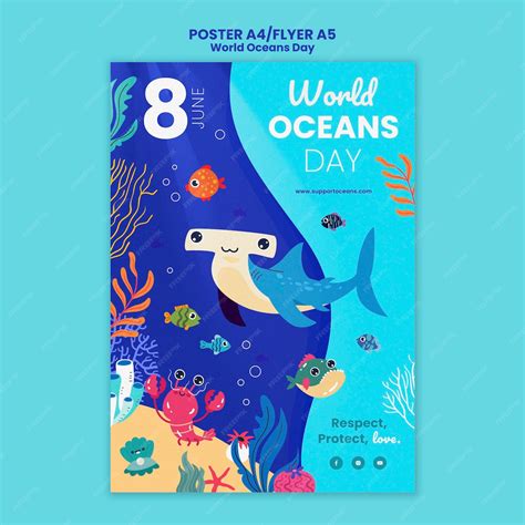 Free Psd World Ocean Day Poster Template