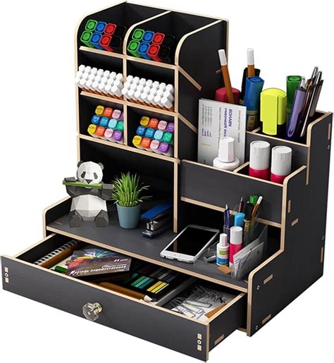 Huixinue Schreibtisch Organizer Aus Holz Mit Schublade Gro E Kapazit T