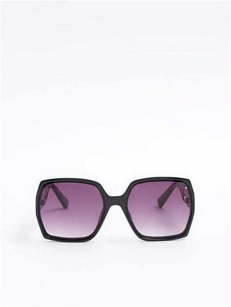 River Island Oversized Square Arm Glam Sunglasses Black Uk