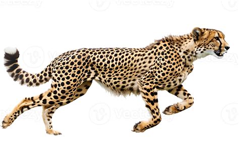 Cheetah running, side view, isolated against a transparent background ...