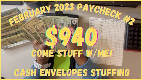 February 2023 Paycheck 2 Cash Envelopes Stuffing 940 YouTube