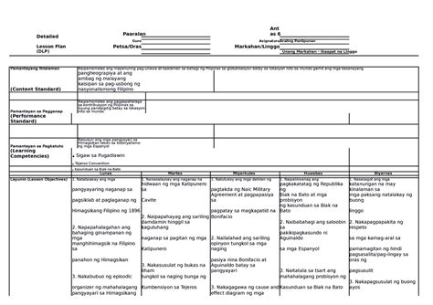 Ap 6 Dlp Q1 W4 Huimagsikan Detailed Paaralan Ant As 6 Lesson Plan