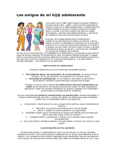 Los Amigos De Mi Hijo Adolescente Pdf Adultos Adolescencia