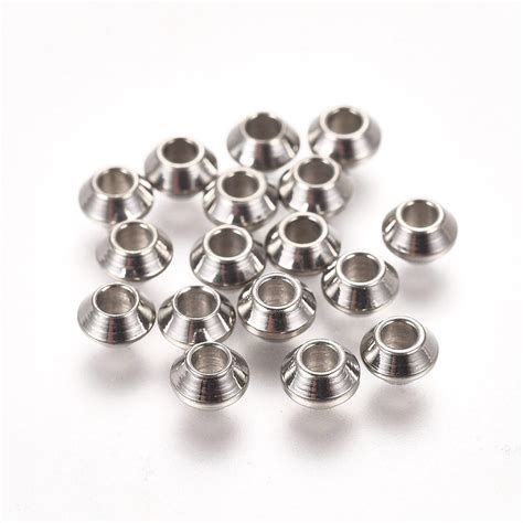 Honeyhandy 304 Stainless Steel Spacer Beads Bicone Stainless Steel Color 4x25mm Hole 15mm