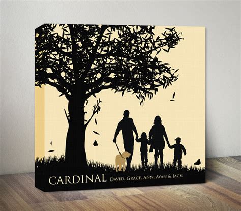 Family Tree Canvas Art Print Personalized Anniversary Gift