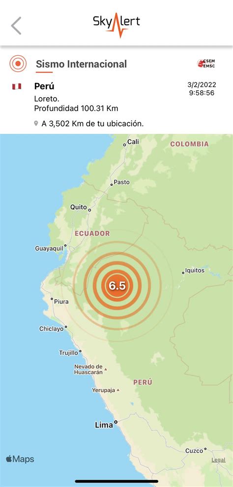 SkyAlert on Twitter Sismo en zona norte de Perú magnitud 6 5 EMSC