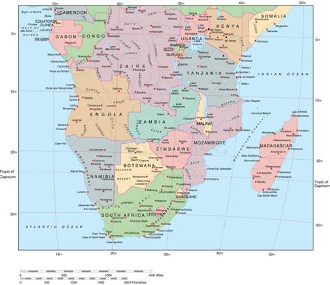 High Detailed Africa Physical Map With Labeling Stock Vector