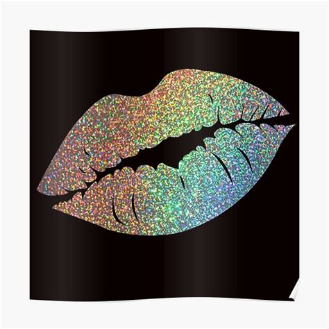 Holographic Rainbow Ombre Faux Glitter Lips Poster For Sale By Felicity K Redbubble